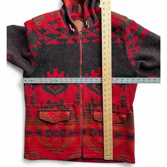 Vintage Woolrich Aztec Southwestern Hooded Wool Chore Coat M Pattern Print Red - Picture 15 of 15